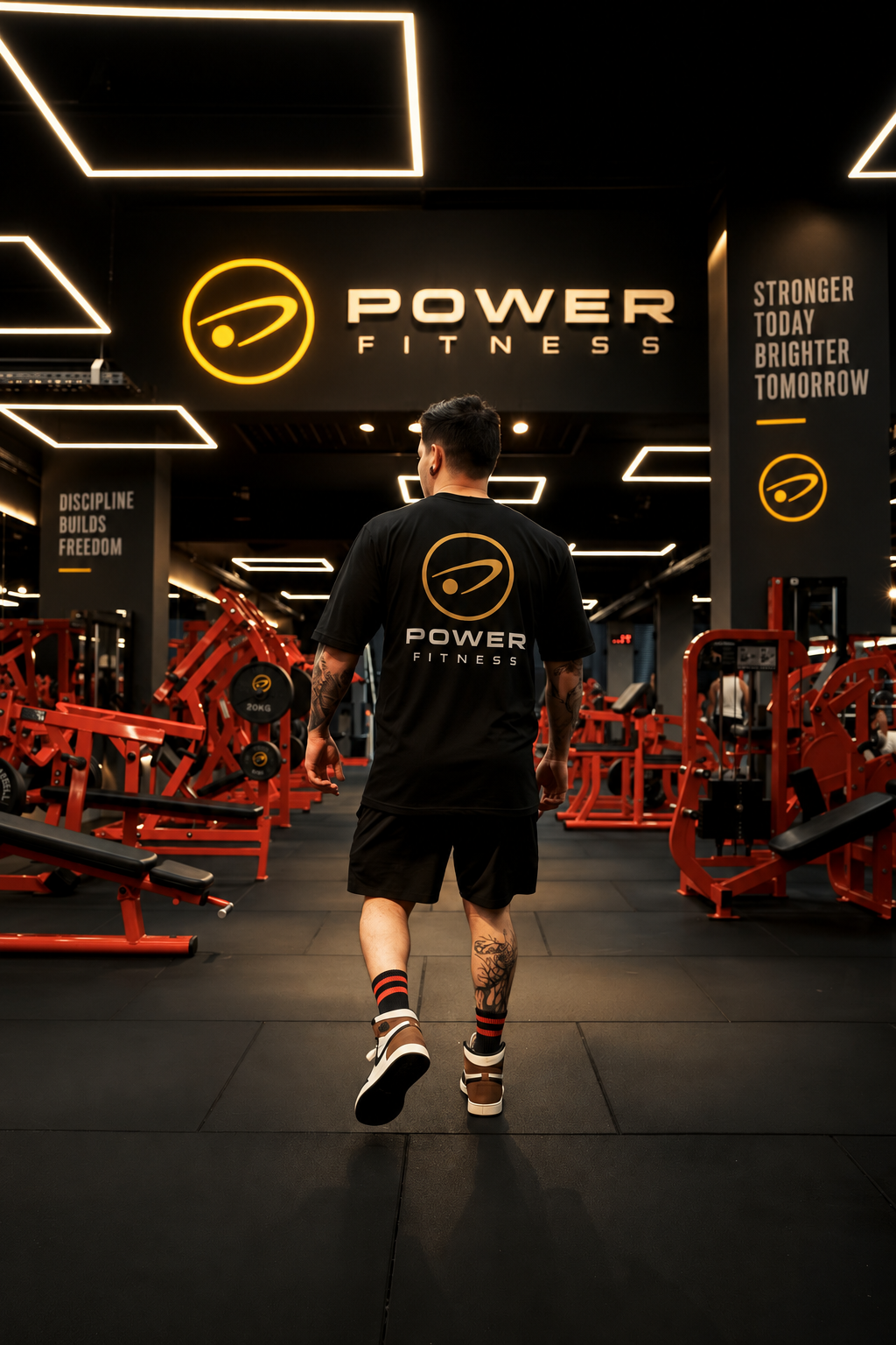 Aluno entrando na área de musculação de uma unidade Power Fitness